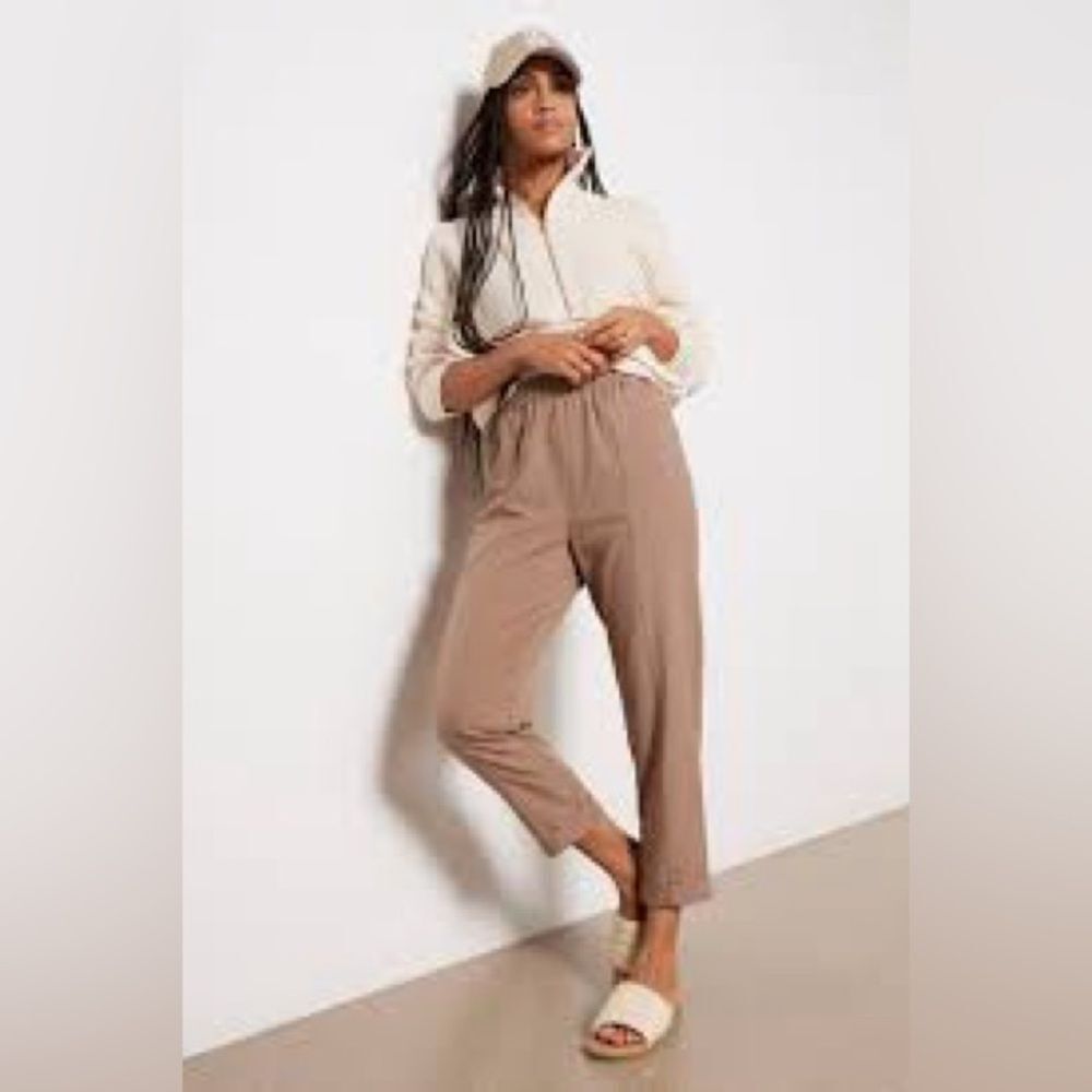 Women's Varley Everyly Turnup Taper Taupe Stone stretch twill Pants sz medium - Picture 1 of 10